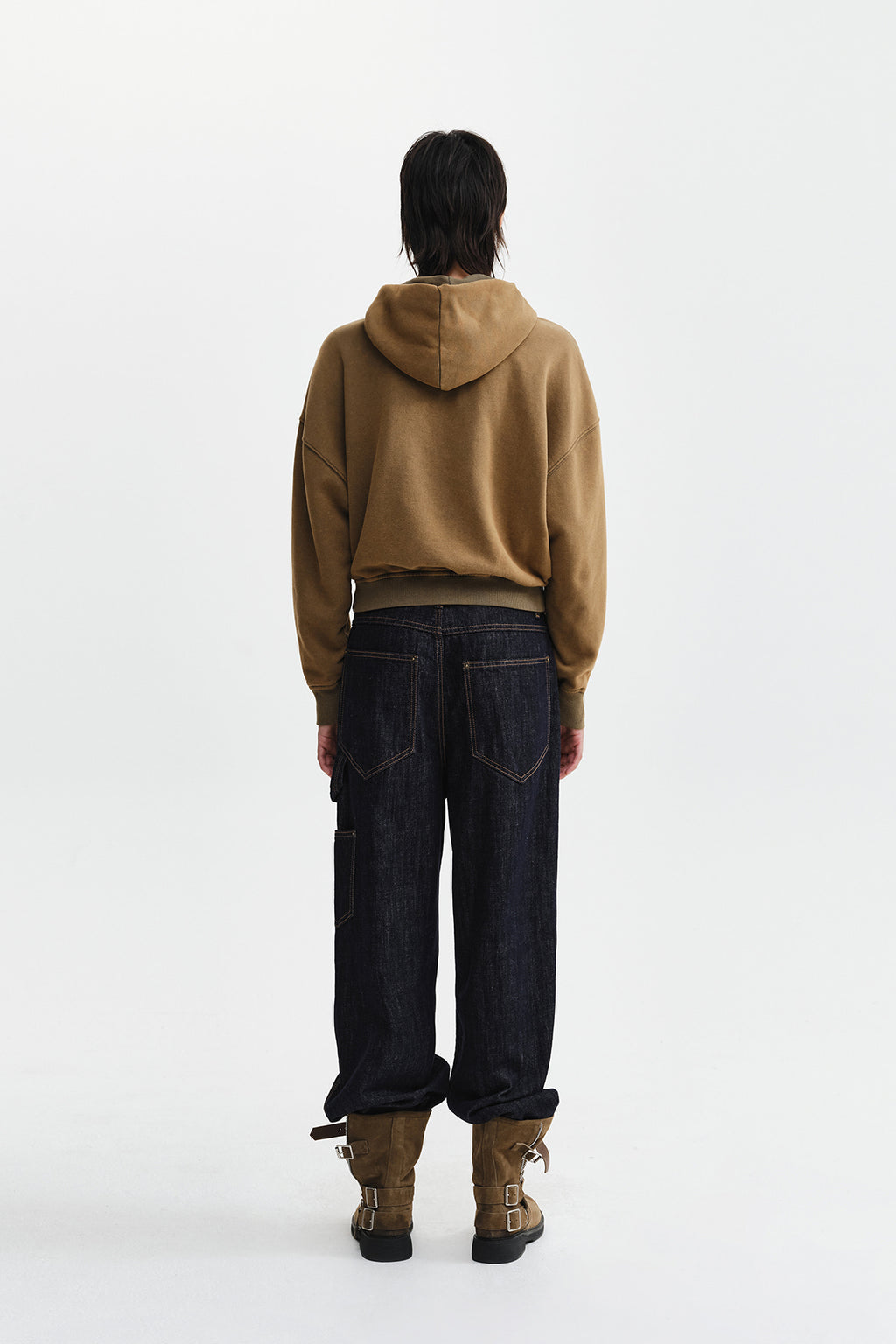 Matin Kim - Washed Calligraphy Logo Hoody Top (Khaki) product image 8 | TRAB K-Fashion Australia