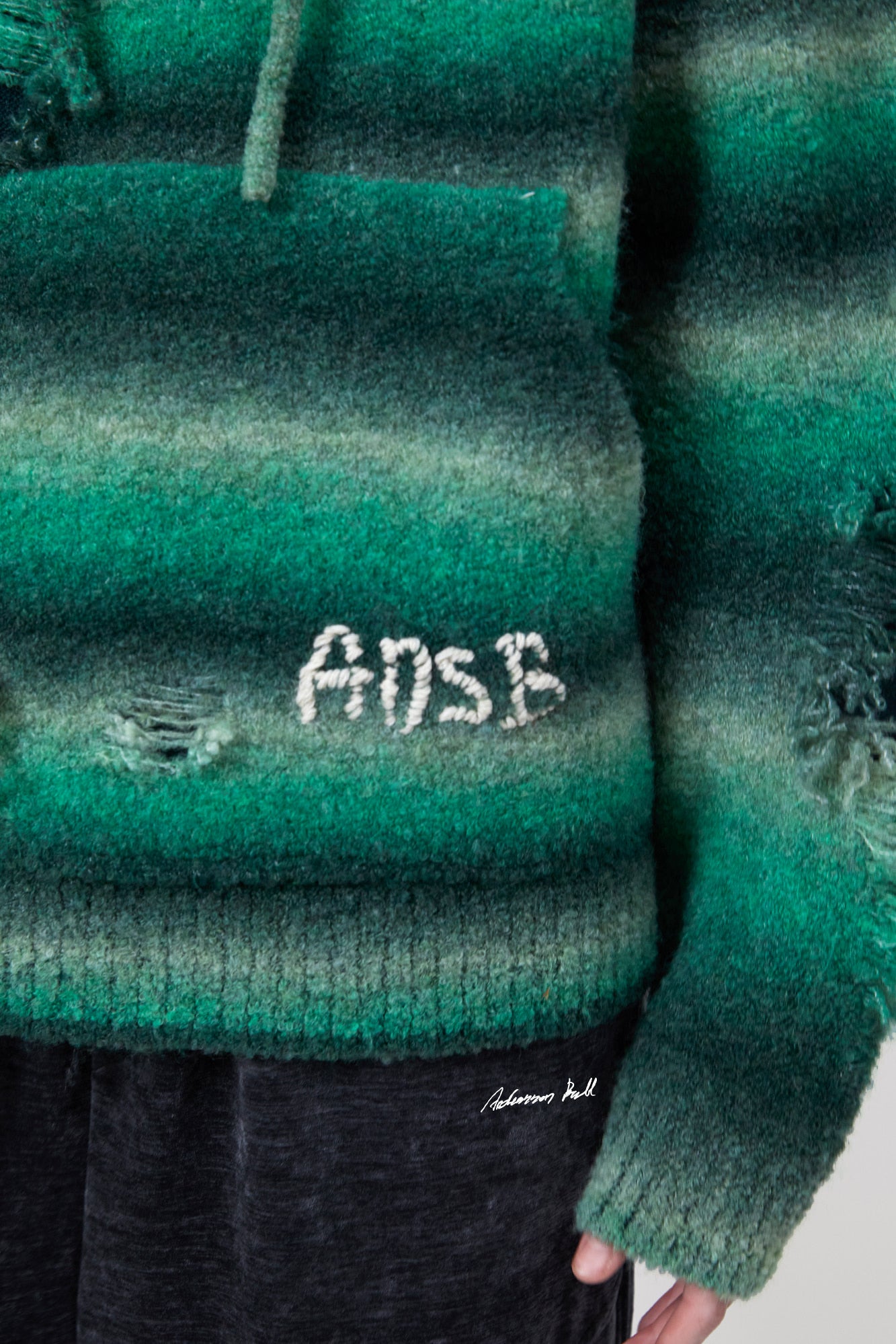 Andersson Bell - Unisex Gradient Distressed Hoodie (Green) product image 14 | TRAB K-Fashion Australia