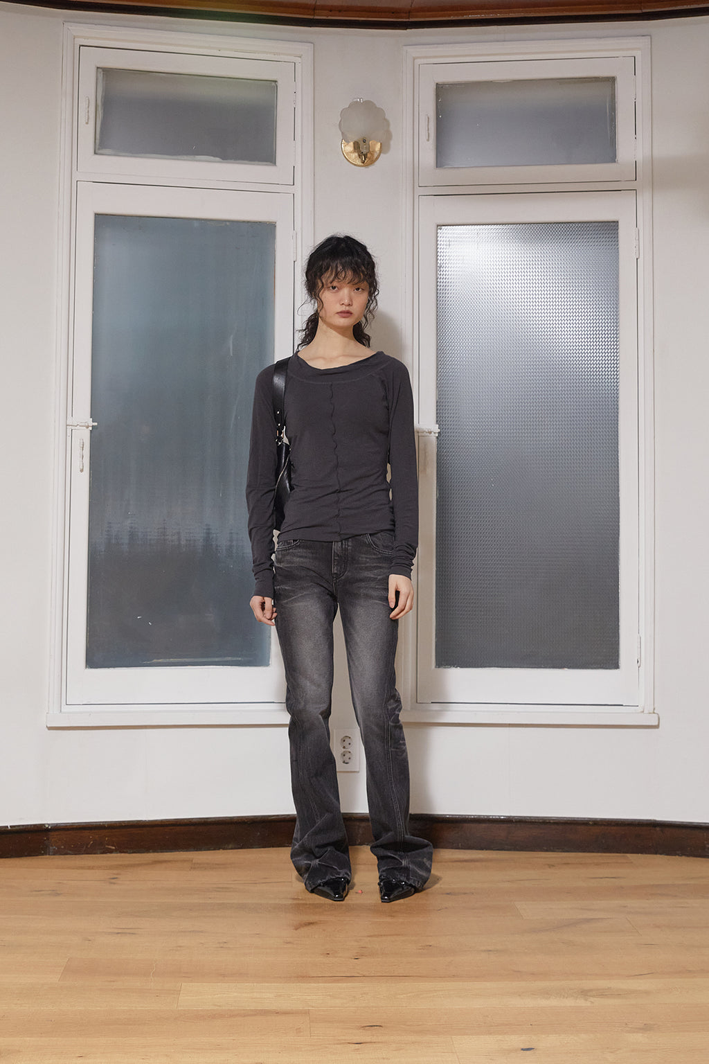 Matin Kim - Wide Neck Raglan Long Sleeve (Charcoal) product image 9 | TRAB K-Fashion Australia