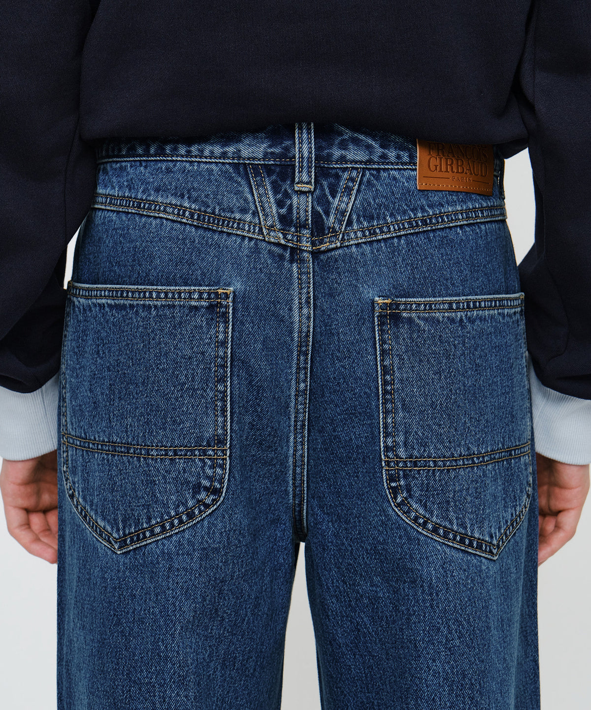Marithe & Francois Girbaud - X-pocket Semi-wide Denim Pants (Blue) product image 3 | TRAB K-Fashion Australia