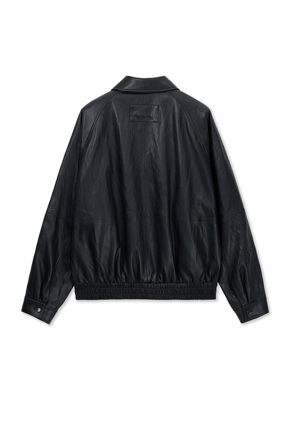 Matin Kim - Small Logo Faux Leather Zip Up Jumper (Black) product image 2 | TRAB K-Fashion Australia