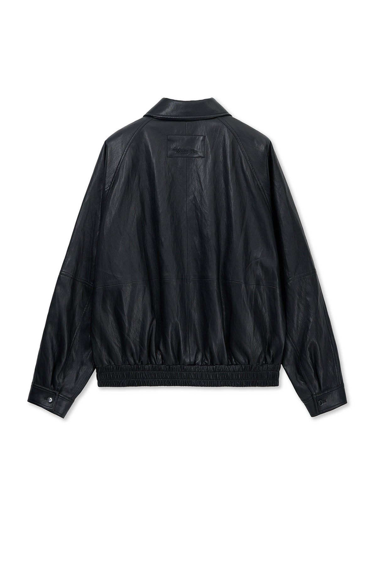 Matin Kim - Small Logo Faux Leather Zip Up Jumper (Black) product image 2 | TRAB K-Fashion Australia