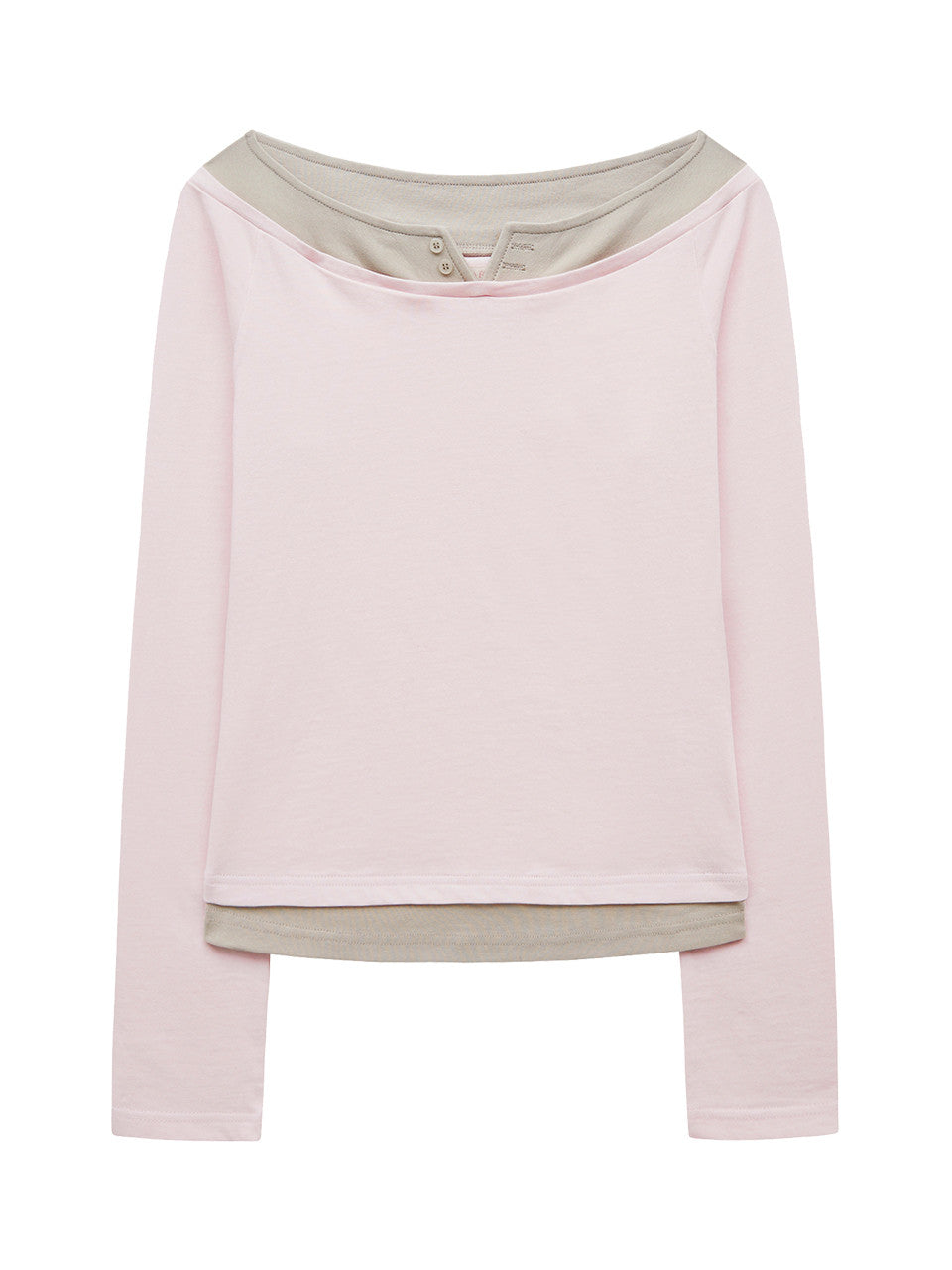 Margarin Fingers - Off-Shoulder Layered T-Shirt (Light Pink) product image 2 | TRAB K-Fashion Australia