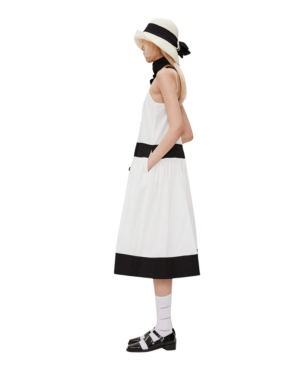 Kimhe Kim - Bi-Color Cotton Blend Midi Dress (Black/White) product image 3 | TRAB K-Fashion Australia