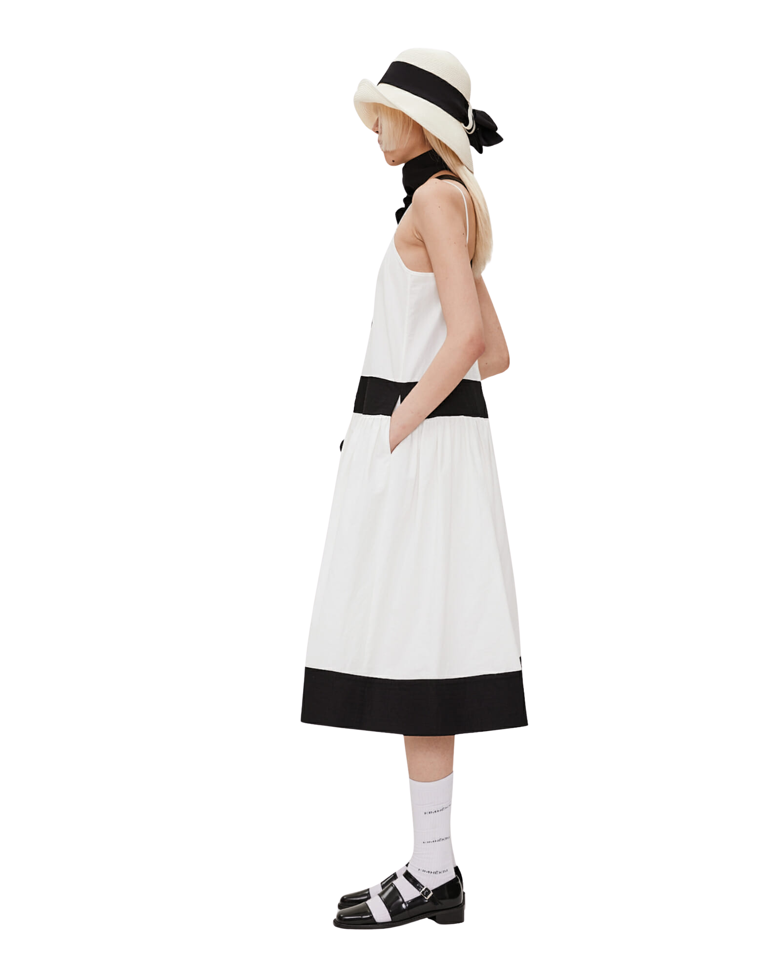 Kimhe Kim - Bi-Color Cotton Blend Midi Dress (Black/White) product image 3 | TRAB K-Fashion Australia