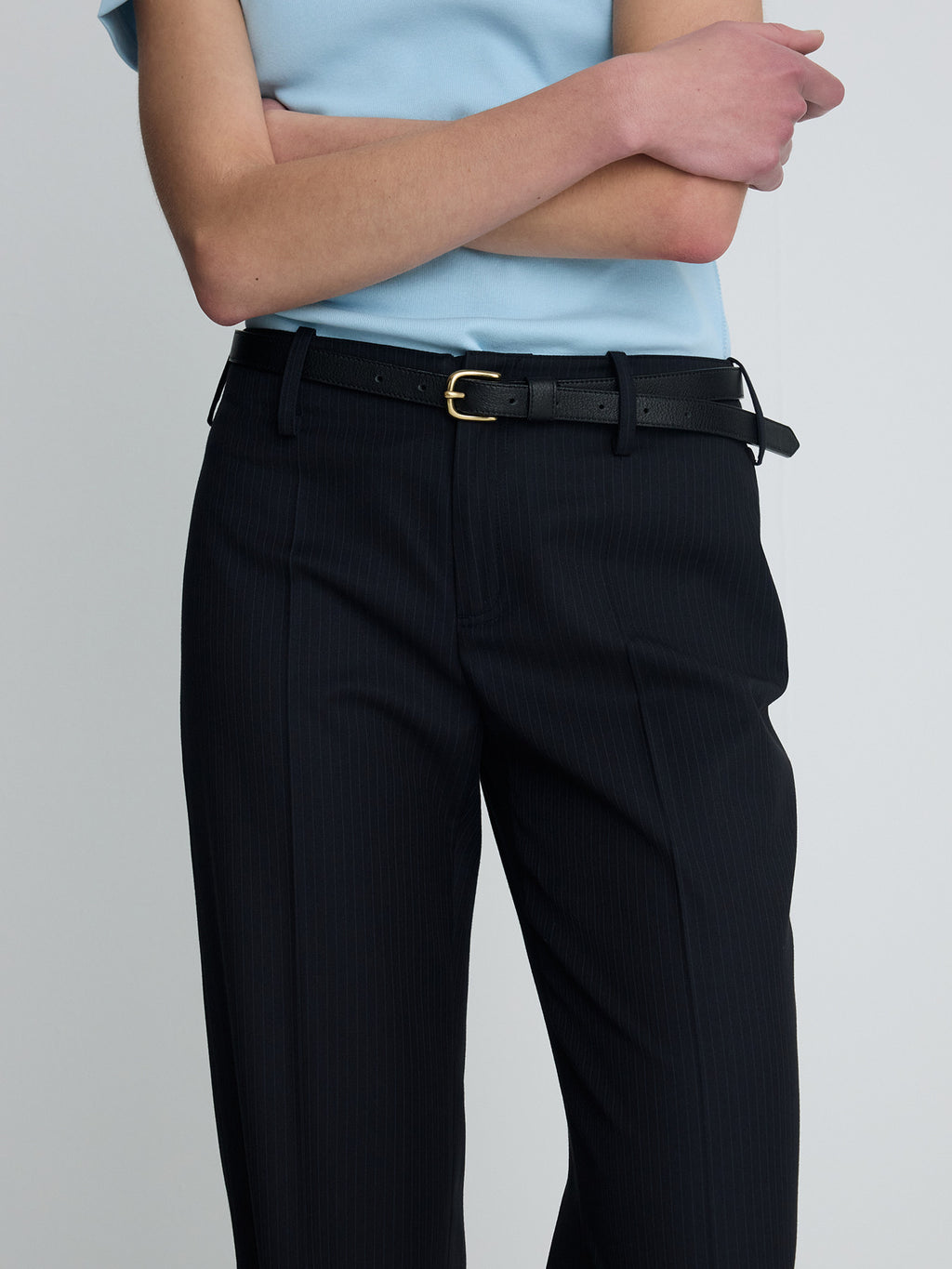 Tonywack - Wool Straight Trousers (Navy Pinstripe) product image 3 | TRAB K-Fashion Australia