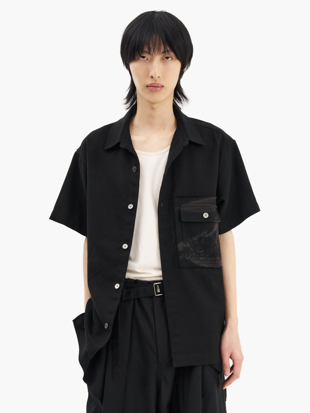 Jiyong Kim - Sun-Bleached Patch Pocket Shirt (Black) product image 1 | TRAB K-Fashion Australia
