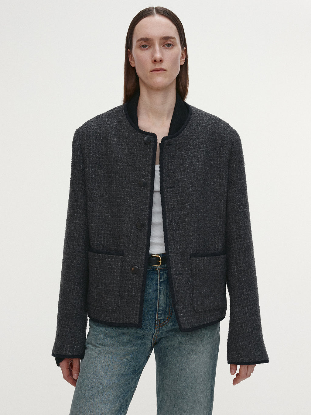 Tonywack - Wool Tweed Blouson Jacket (Dark Grey) product image 4 | TRAB K-Fashion Australia
