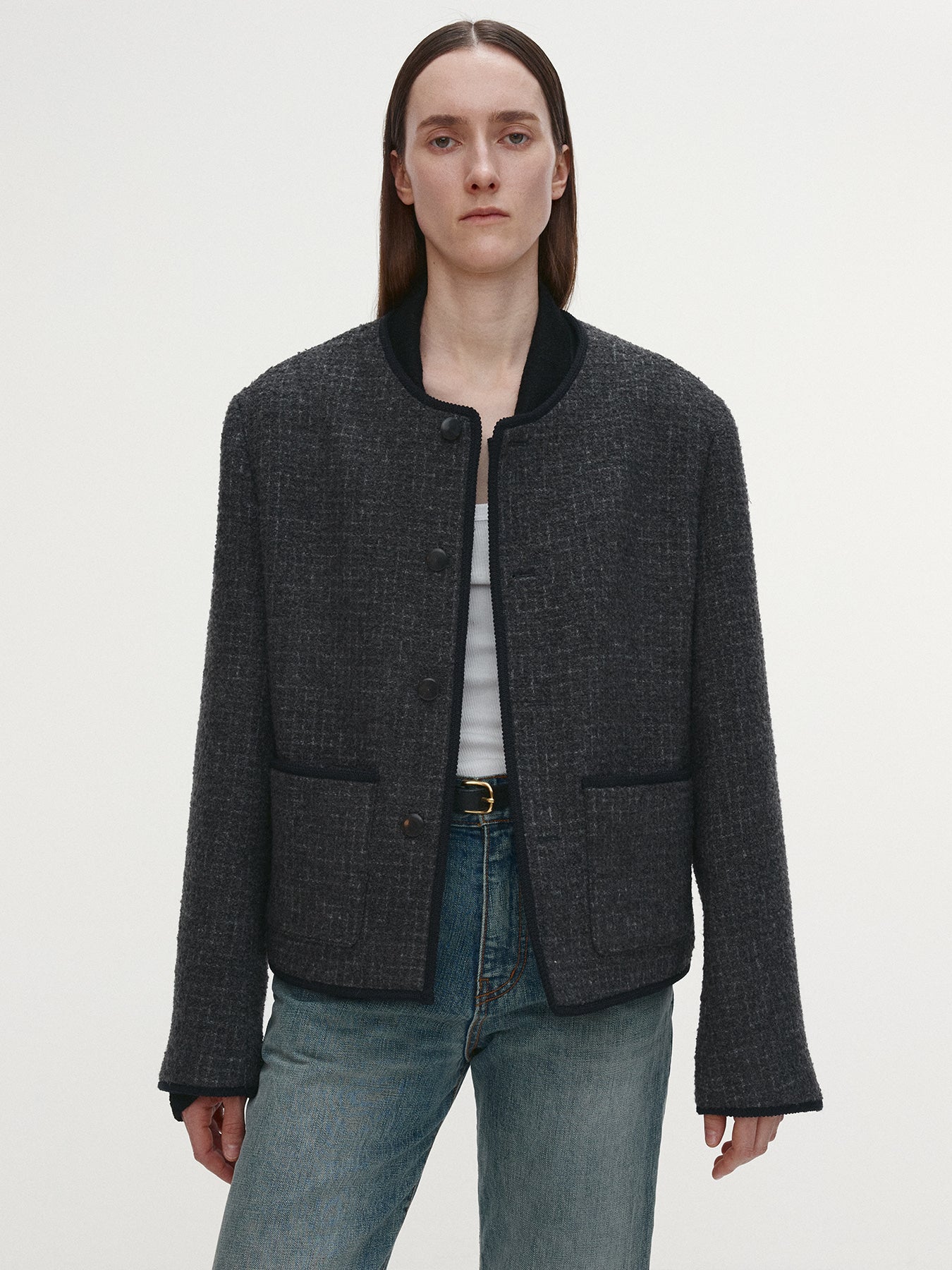 Tonywack - Wool Tweed Blouson Jacket (Dark Grey) product image 4 | TRAB K-Fashion Australia