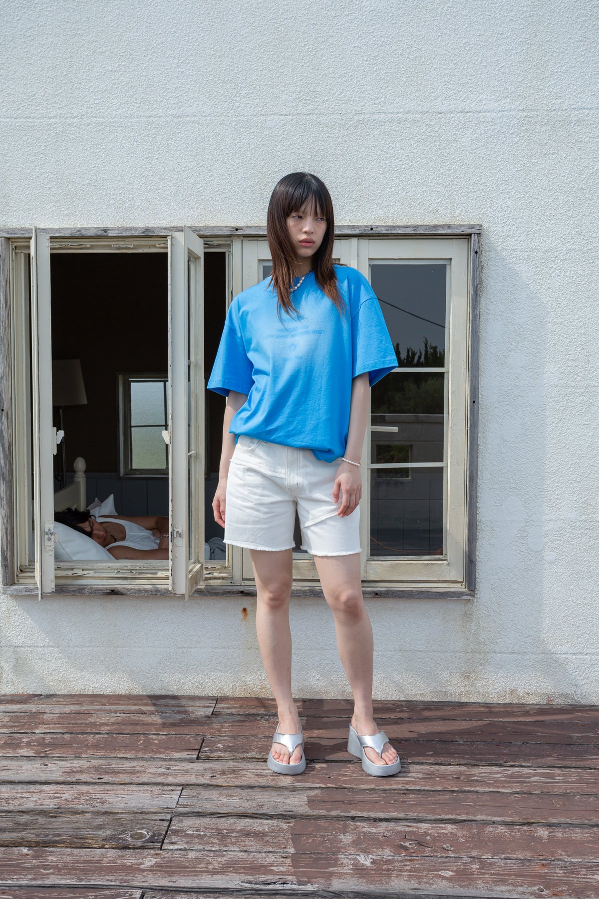 Matin Kim - Pairing Logo Printing Top (Blue) product image 10 | TRAB K-Fashion Australia