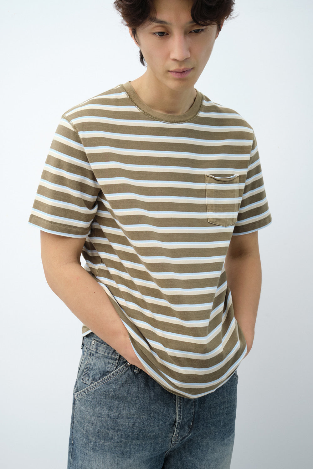 Hatchingroom - Bleached Stripe Tee (Khaki) product image 6 | TRAB K-Fashion Australia