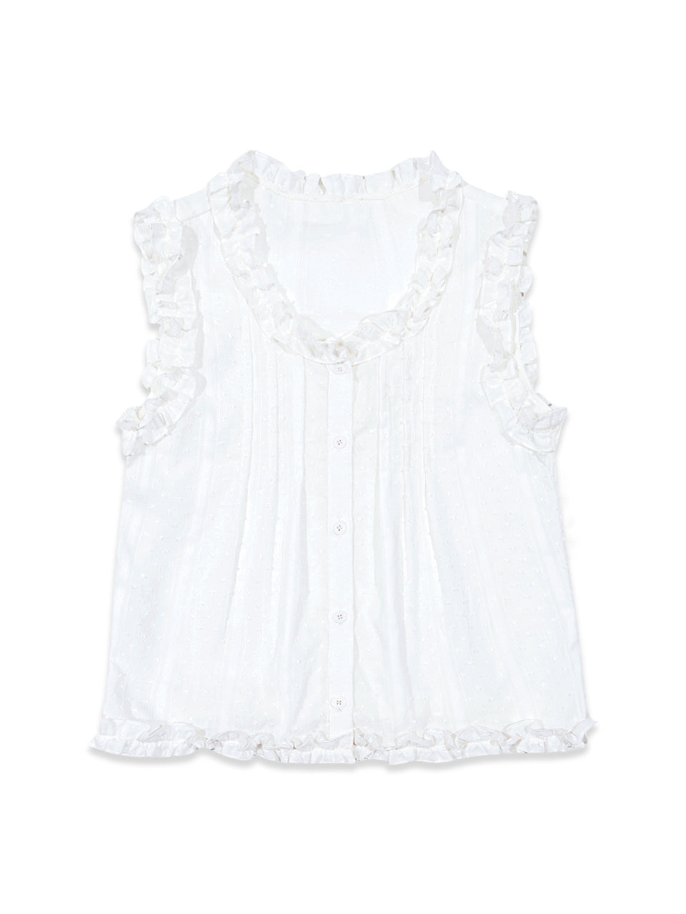 Margarin Fingers - Pin Tuck Sleeveless Blouse (White) product image 2 | TRAB K-Fashion Australia