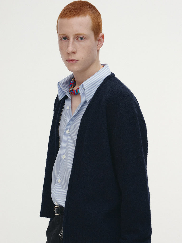 Tonywack - Baby Alpaca Brushed Zip Cardigan (Navy) product image 5 | TRAB K-Fashion Australia