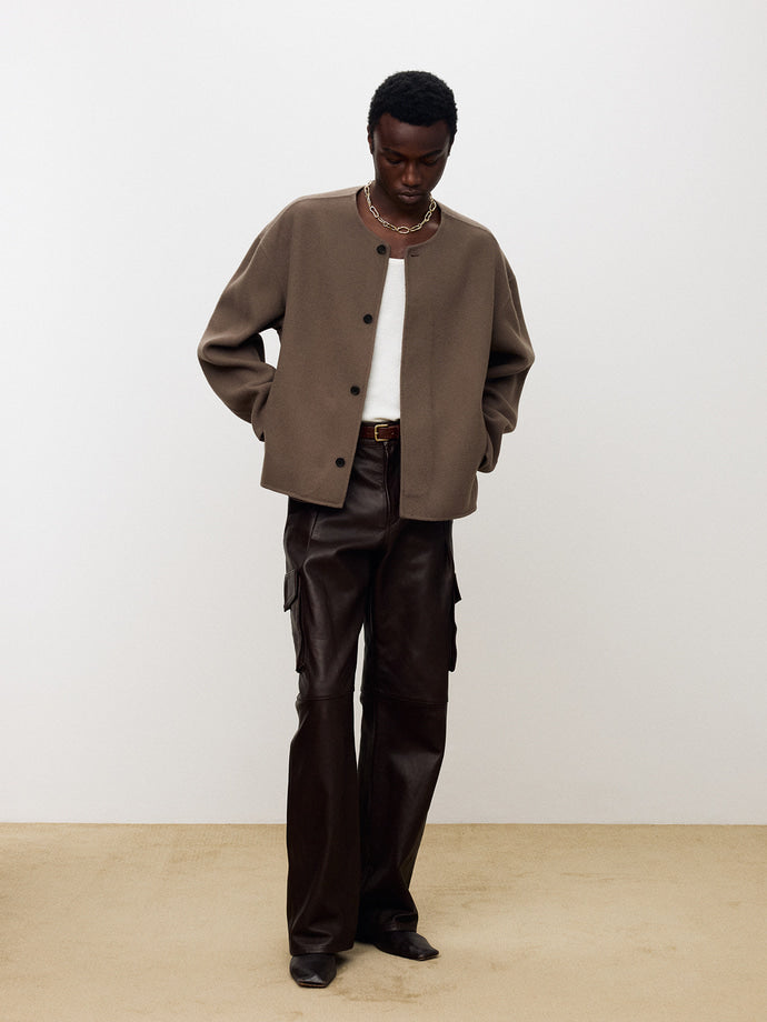 Tonywack - Hand-Made Wool Collarless Jacket (Taupe) product image 4 | TRAB K-Fashion Australia