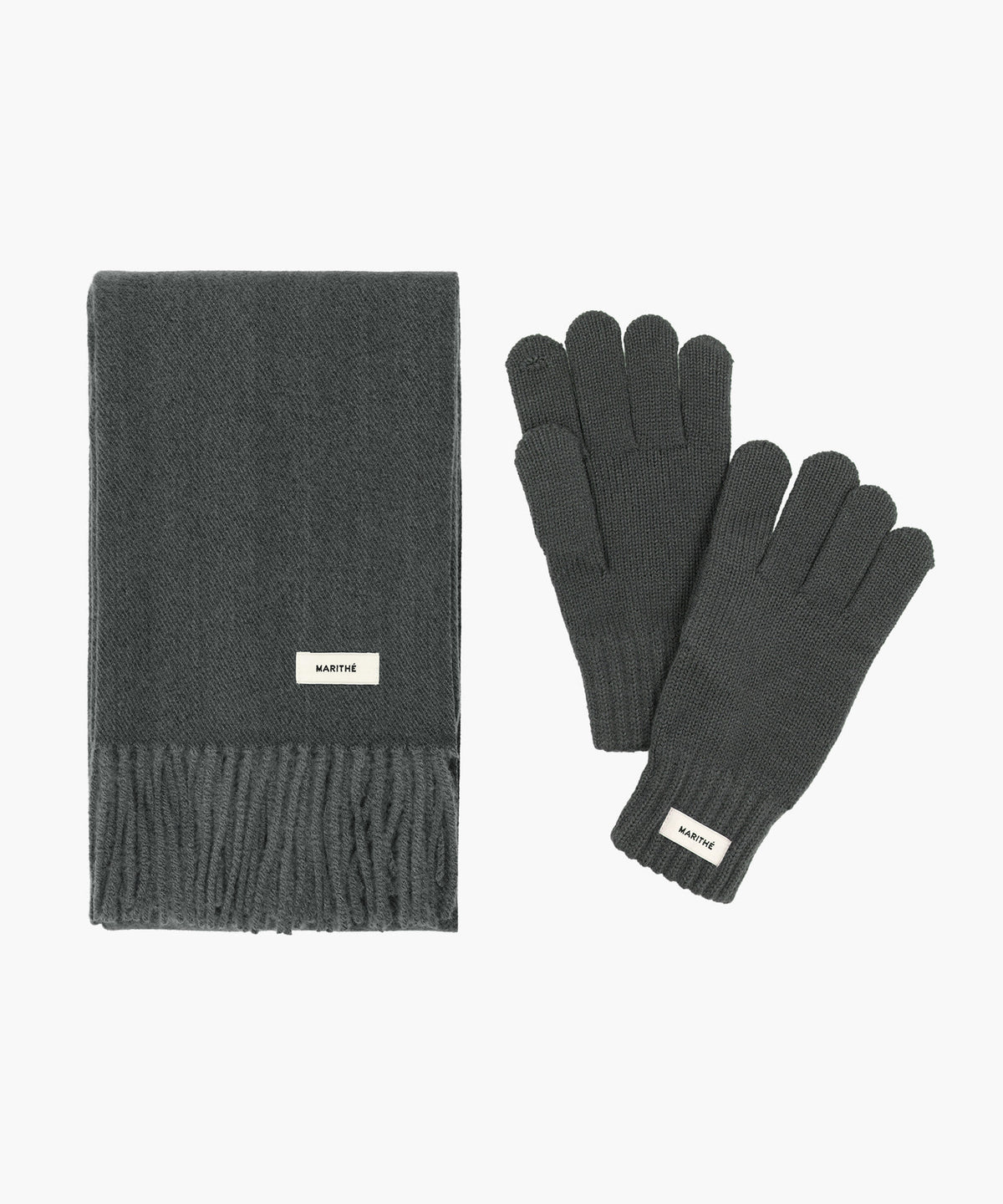 Marithe & Francois Girbaud - Regular Logo Muffler & Glove Set (Charcoal) product image 1 | TRAB K-Fashion Australia