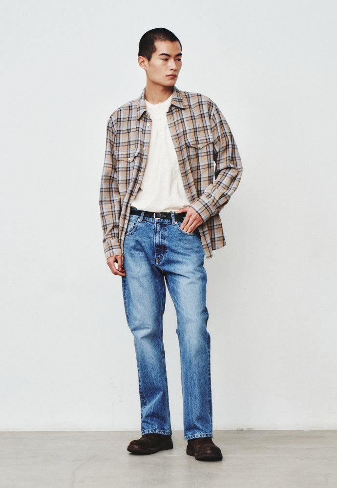 Art if acts - Washed Check Western Shirt (Stone/Grey) product image 4 | TRAB K-Fashion Australia