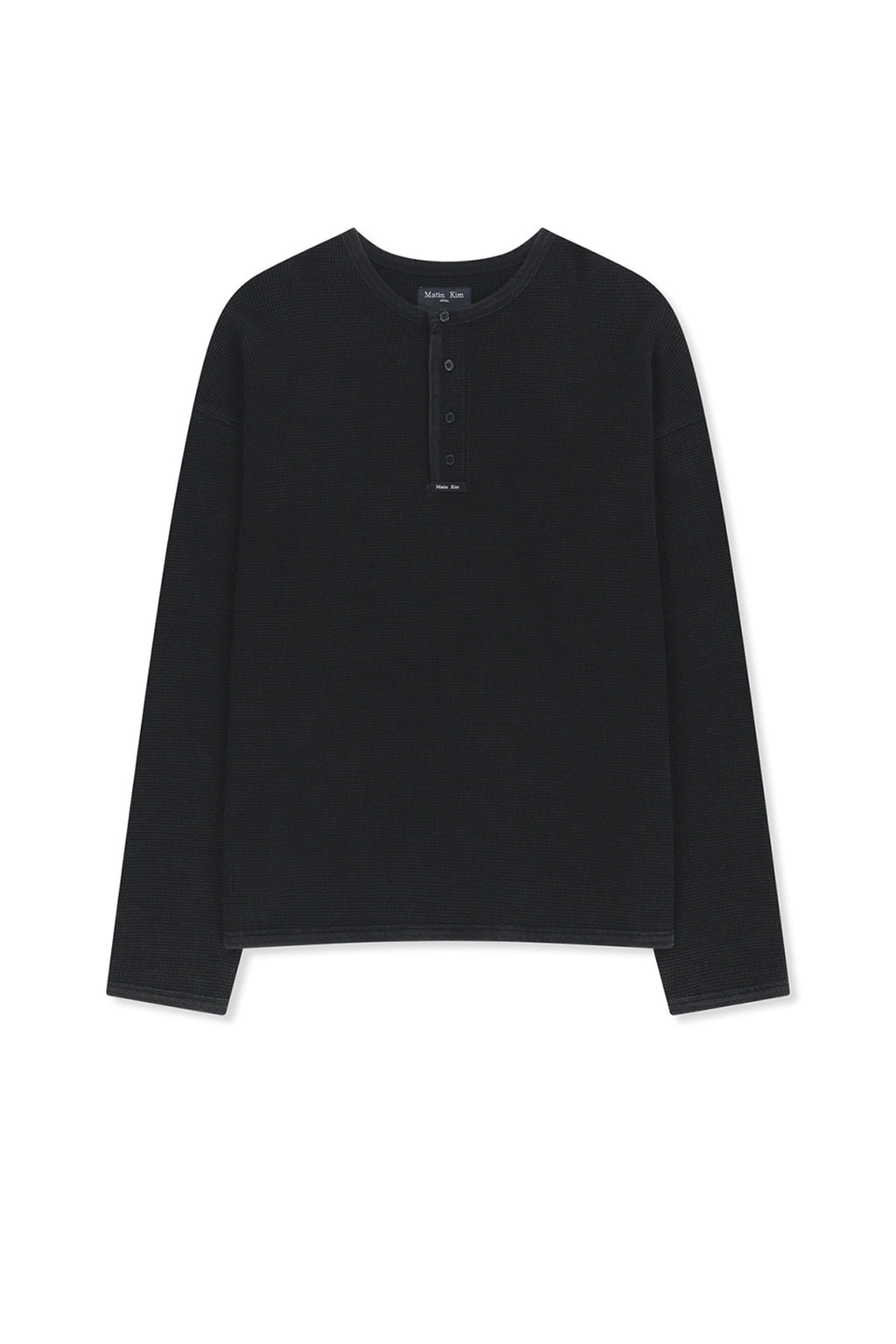 Matin Kim - Matin Washed Waffle Henley Neck Top (Charcoal) product image 2 | TRAB K-Fashion Australia