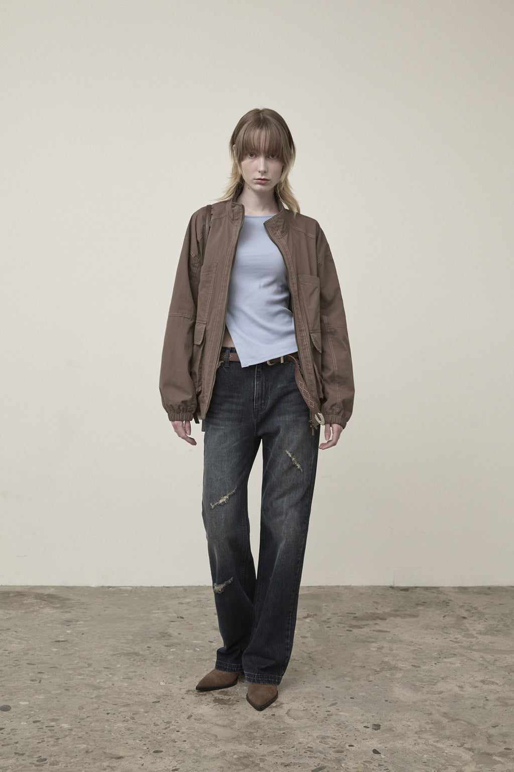 Matin Kim - Utility Bomber Jumper (Khaki Brown) product image 9 | TRAB K-Fashion Australia