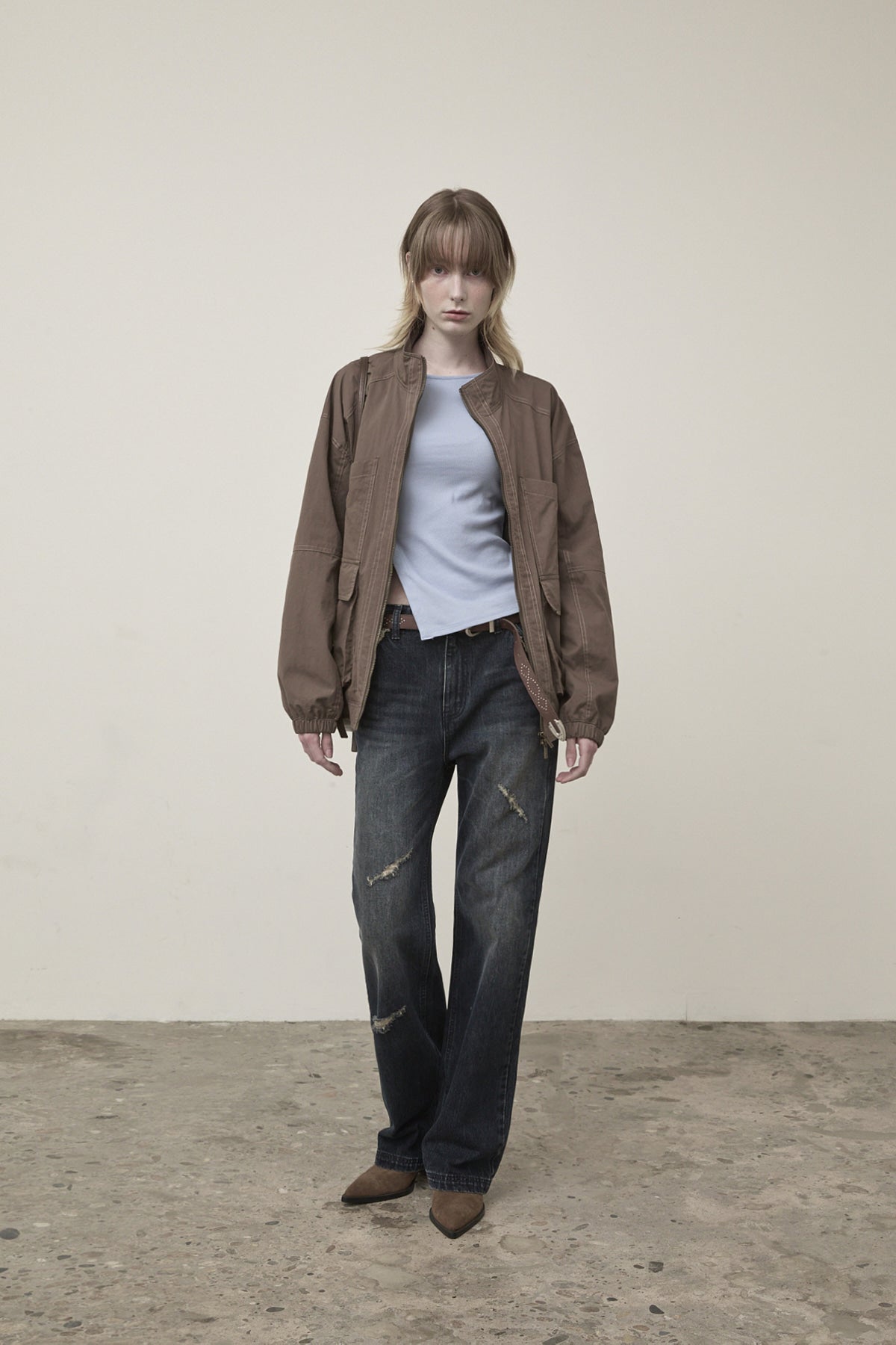 Matin Kim - Utility Bomber Jumper (Khaki Brown) product image 9 | TRAB K-Fashion Australia
