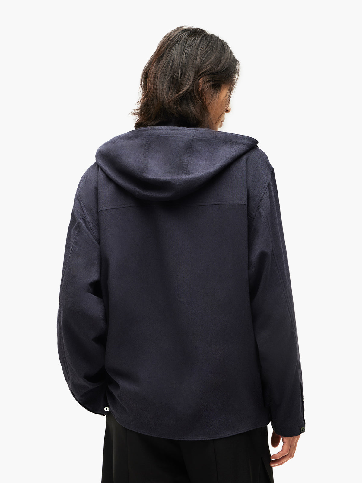 Jiyong Kim - Hooded Layered Zip-Up Shirt (Navy) product image 5 | TRAB K-Fashion Australia