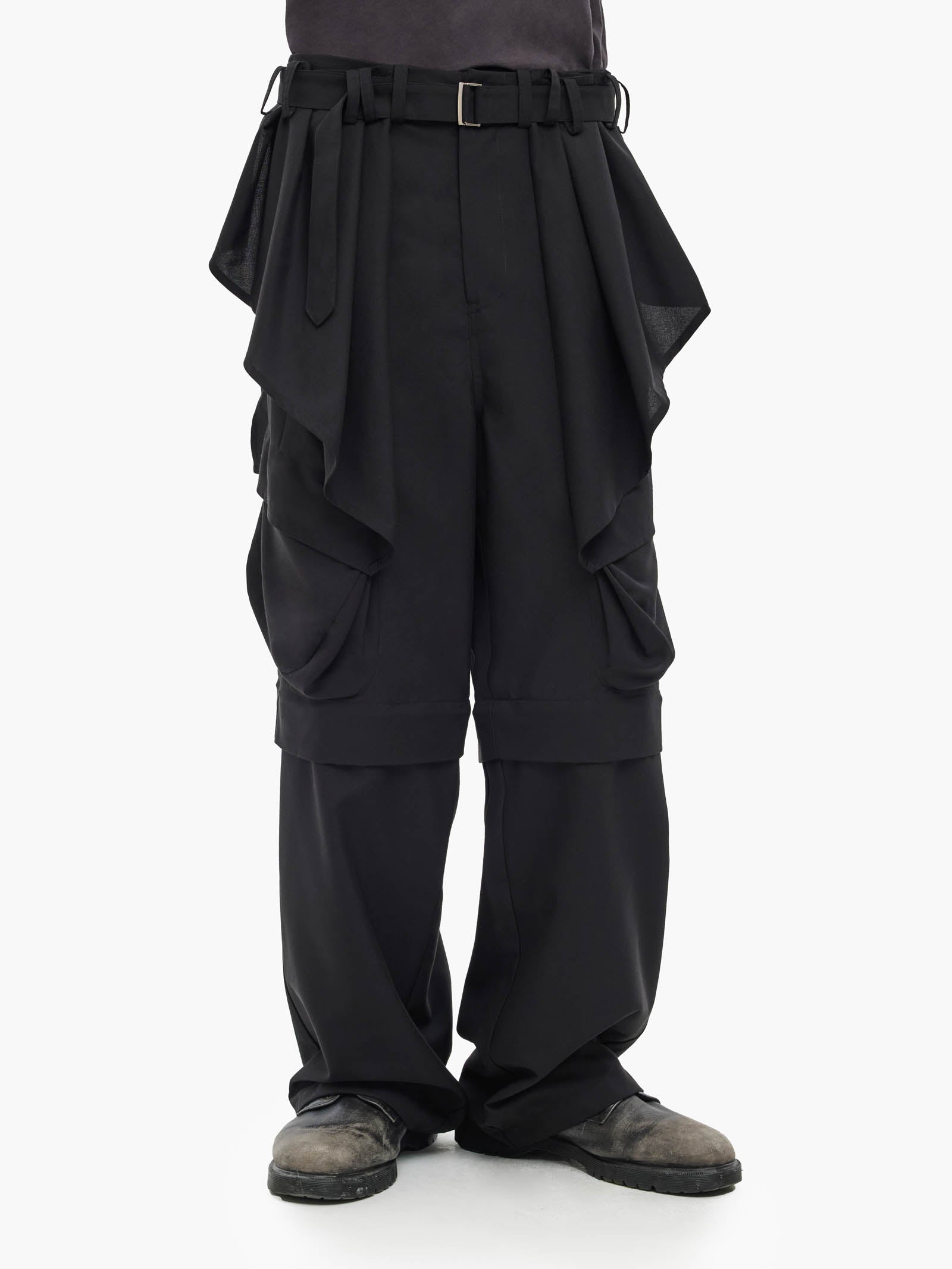 Jiyong Kim - Detachable Draped Trousers (Black) product image 3 | TRAB K-Fashion Australia
