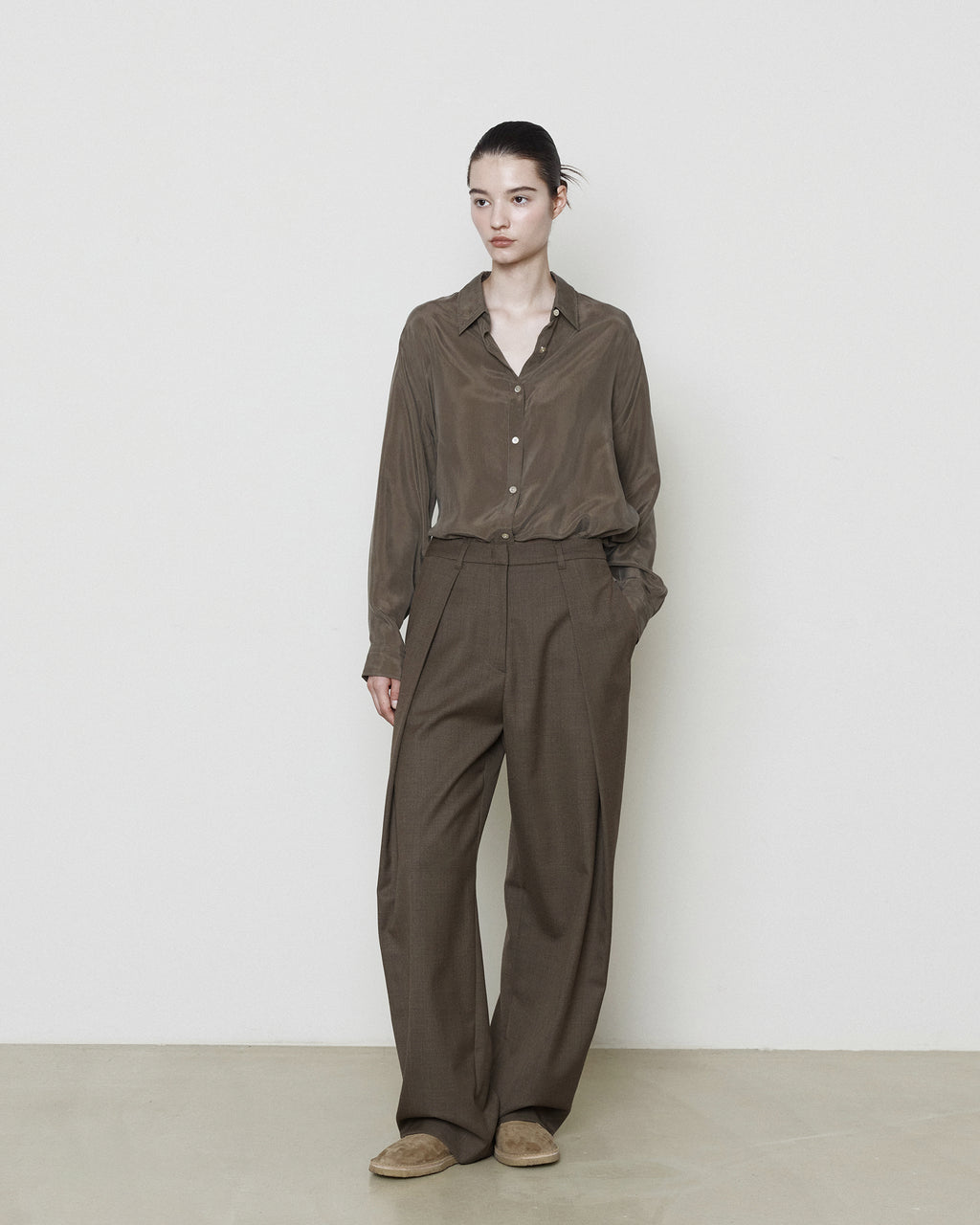 Brownyard - Cupro Shirt (Dark Brown) product image 2 | TRAB K-Fashion Australia