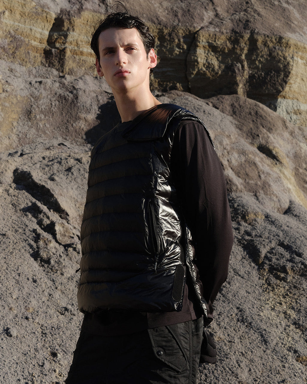 Eastlogue - Asymmetric Bullet Proof Down Vest (Black) product image 4 | TRAB K-Fashion Australia
