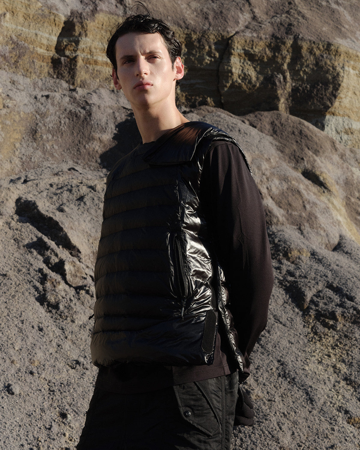 Eastlogue - Asymmetric Bullet Proof Down Vest (Black) product image 4 | TRAB K-Fashion Australia