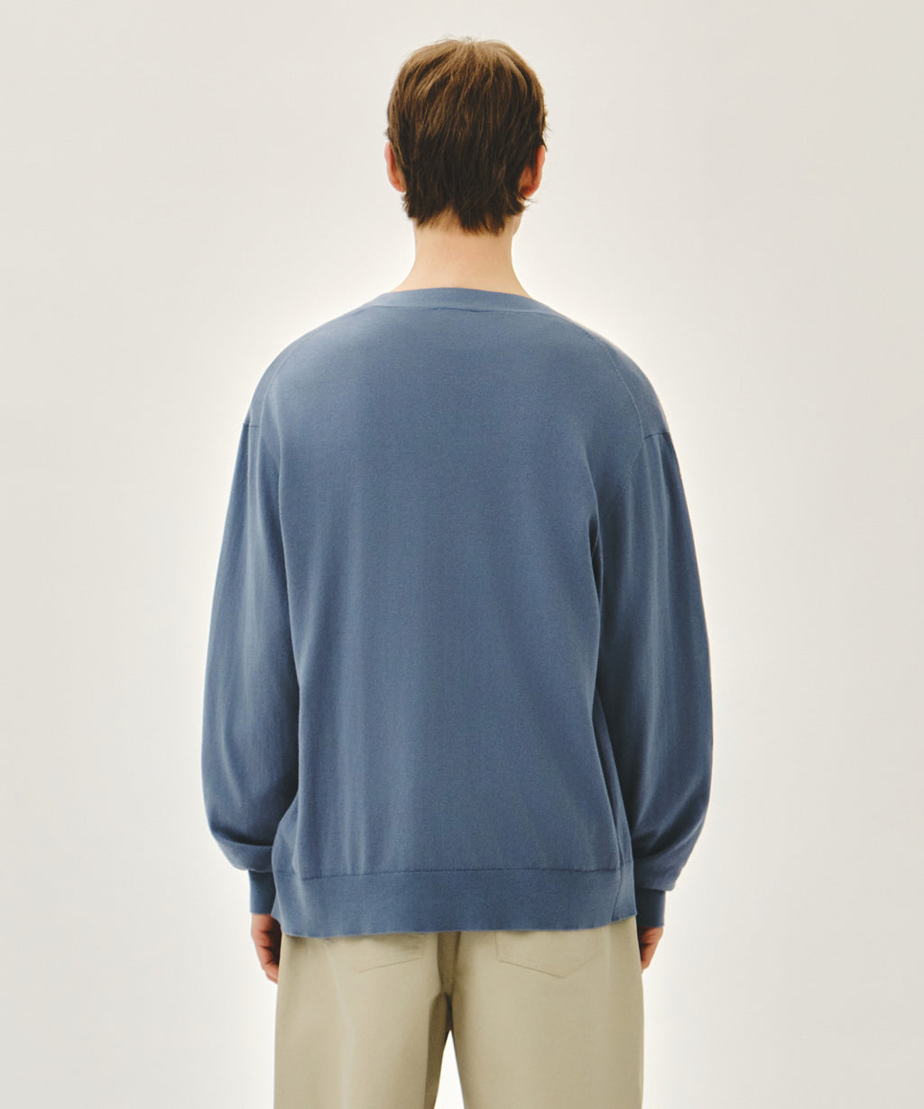 Marithe & Francois Girbaud - Small Classic Logo V-neck Knit Cardigan (Vintage Blue) product image 3 | TRAB K-Fashion Australia