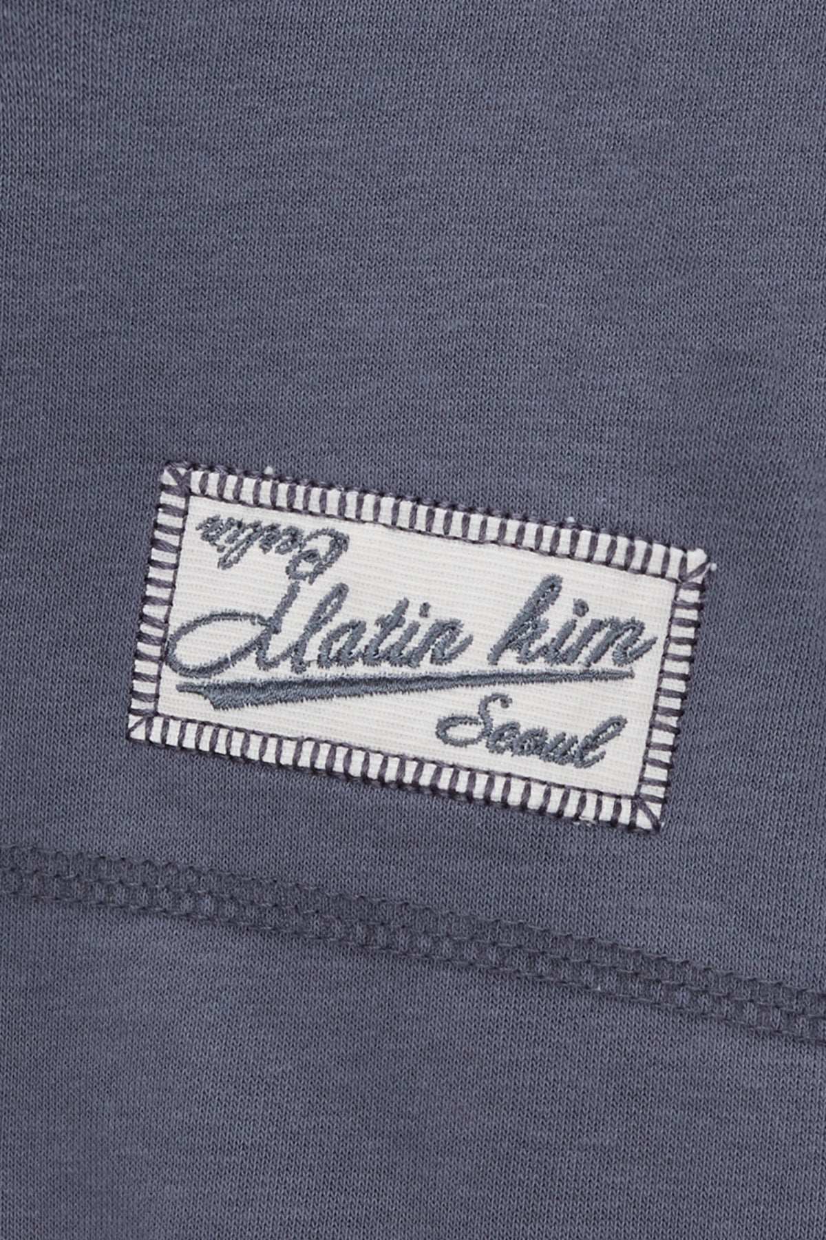 Matin Kim - Stitch Label Crop Sweatshirt (Smoke Blue) product image 4 | TRAB K-Fashion Australia