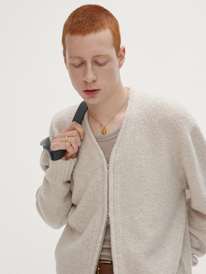 Tonywack - Baby Alpaca Brushed Zip Cardigan (Ecru) product image 4 | TRAB K-Fashion Australia