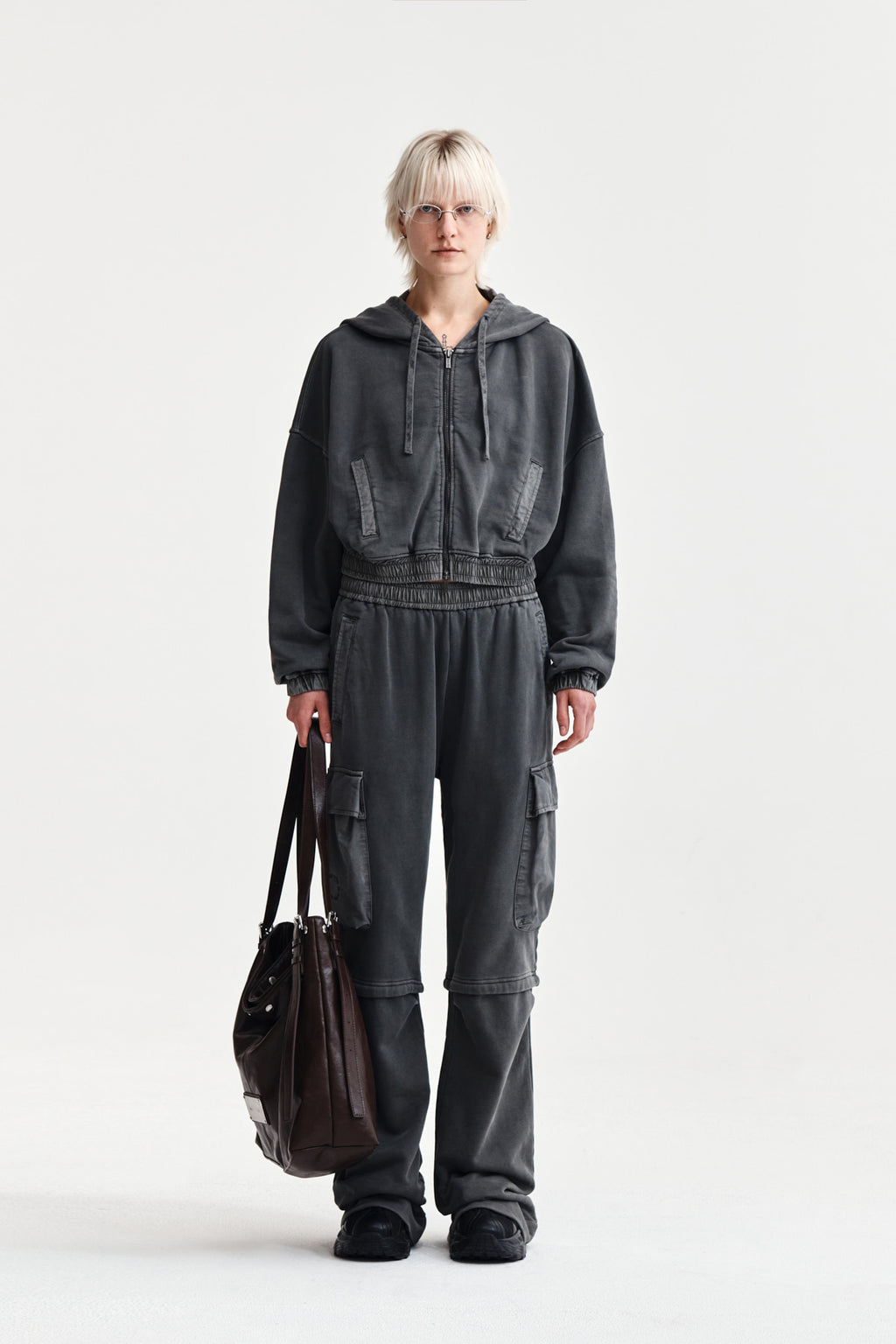 Matin Kim - Pigment Dyed Cargo Pants (Charcoal) product image 1 | TRAB K-Fashion Australia
