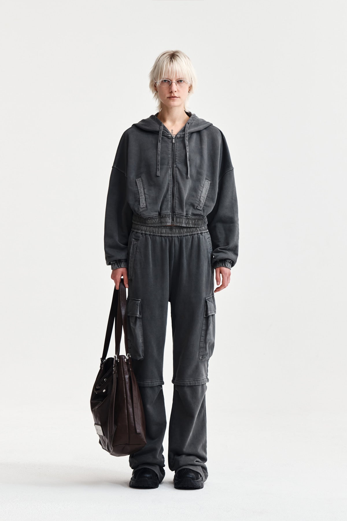 Matin Kim - Pigment Dyed Cargo Pants (Charcoal) product image 1 | TRAB K-Fashion Australia