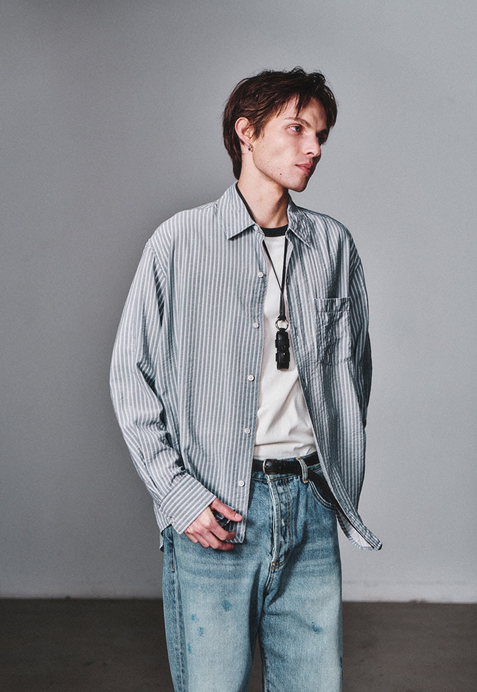 Art if acts - Wrinkle Rayon Shirt (Grey/Liberty Blue) product image 6 | TRAB K-Fashion Australia