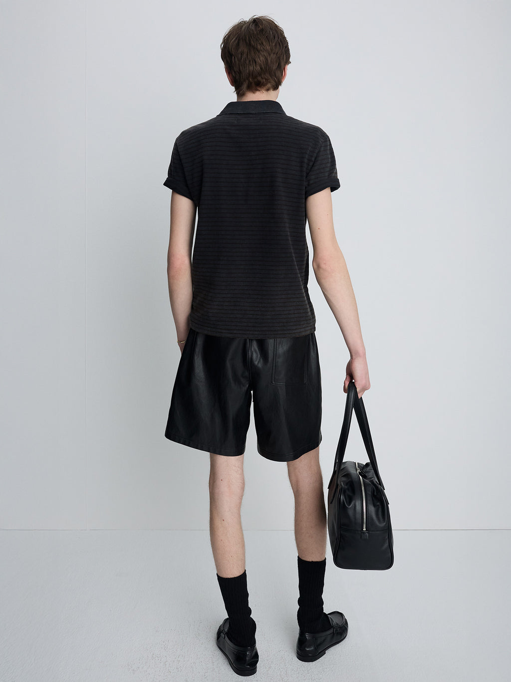 Tonywack - Garment Dyed Stripe Piqué Polo (Faded Black) product image 5 | TRAB K-Fashion Australia