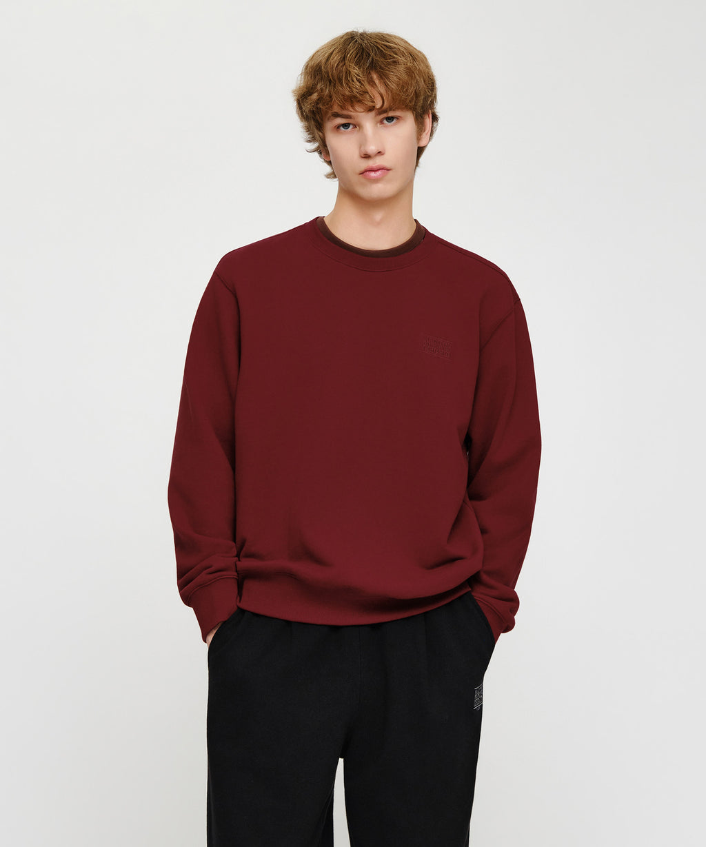Marithe & Francois Girbaud - Small Classic Logo Oversized Sweatshirt (brushed) (Burgundy) product image 1 | TRAB K-Fashion Australia