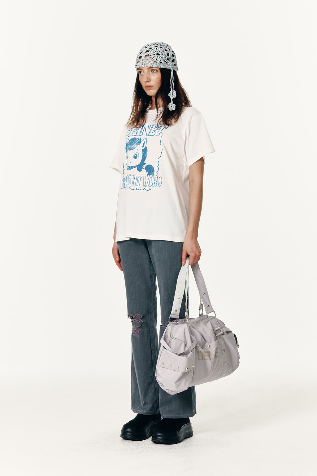 Deinet - Stud Line Damege Boots Cut Denim (Grey) product image 4 | TRAB K-Fashion Australia