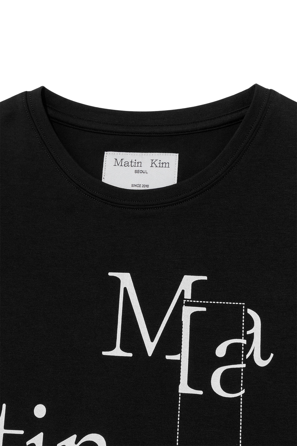 Matin Kim - Patchwork Graphic Printing Logo Top (Black) product image 3 | TRAB K-Fashion Australia