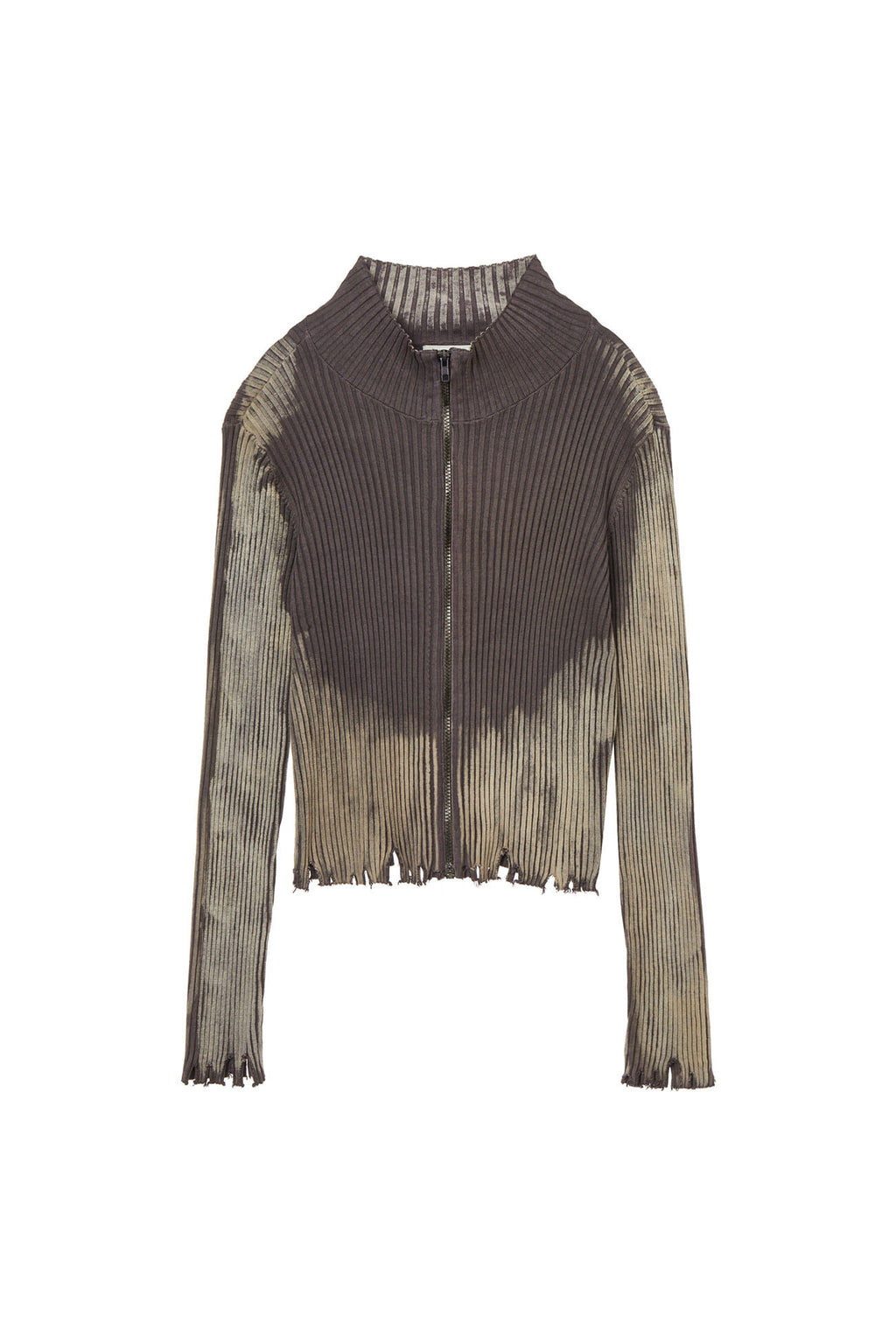 Deinet - Brush Ribbed Knit Zip Up (Brown) product image 1 | TRAB K-Fashion Australia