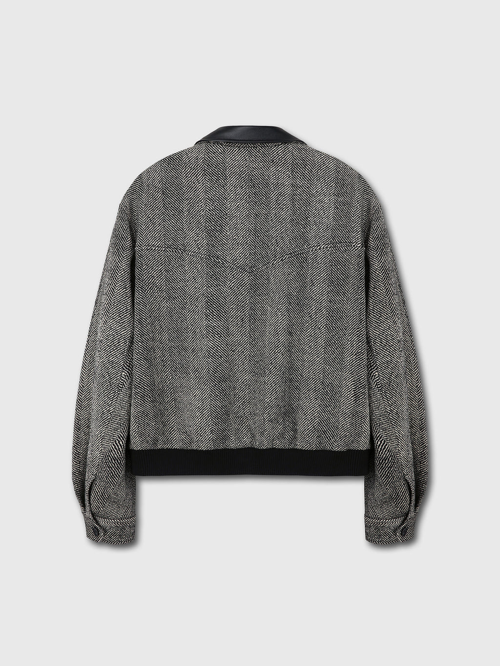 Tonywack - Leather Trim Wool Herringbone Blouson (Black Ecru Herringbone) product image 10 | TRAB K-Fashion Australia