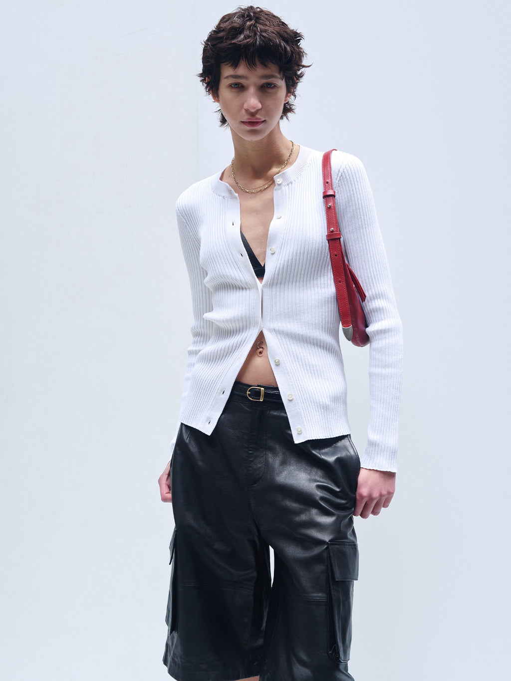 Tonywack - Silk Cotton Ribbed Button Cardigan (Off White) product image 1 | TRAB K-Fashion Australia