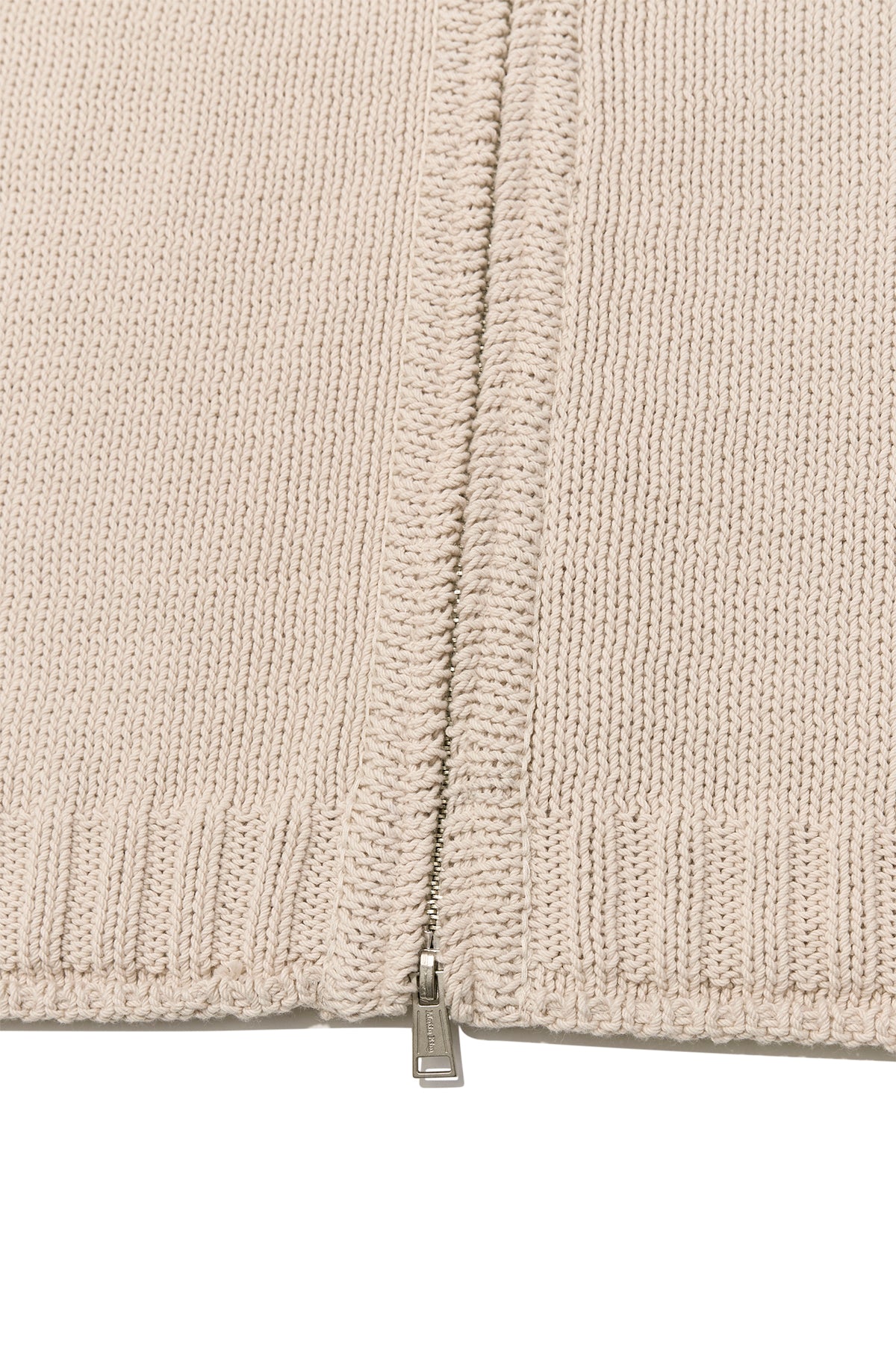 Matin Kim - Applique Logo Patch Knit Zip Up (Light Beige) product image 4 | TRAB K-Fashion Australia