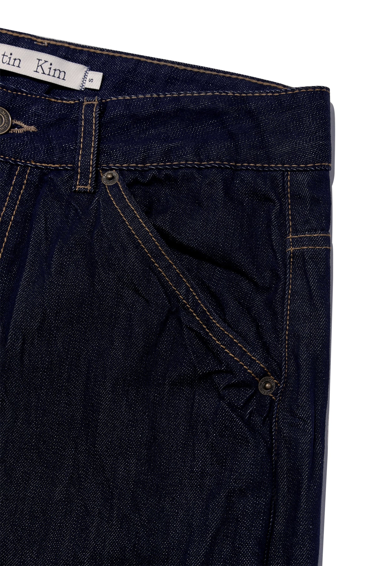 Matin Kim - Stitch Point Crinkle Denim Pants (Dark Navy) product image 4 | TRAB K-Fashion Australia