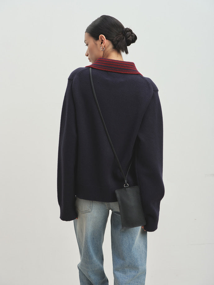 Tonywack - Contrast Collar Full-Zip Blouson (Navy) product image 4 | TRAB K-Fashion Australia