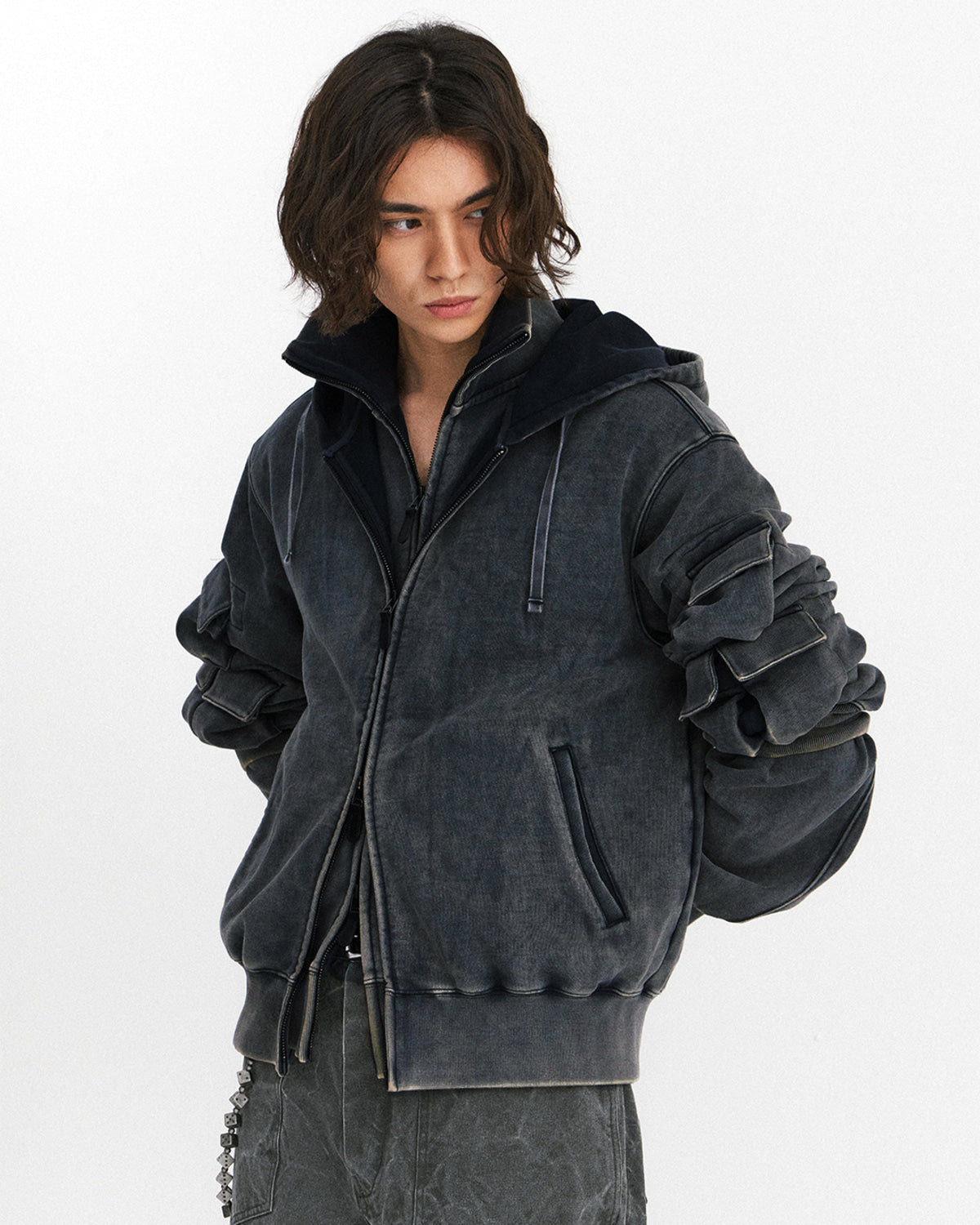 Eastlogue - Magazine Pouch Hoodie (Vintage Charcoal) product image 3 | TRAB K-Fashion Australia