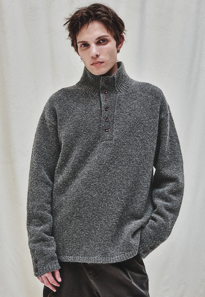 Art if acts - Alpaca Blended Button Down Turtle Neck Knit (Stone) product image 5 | TRAB K-Fashion Australia