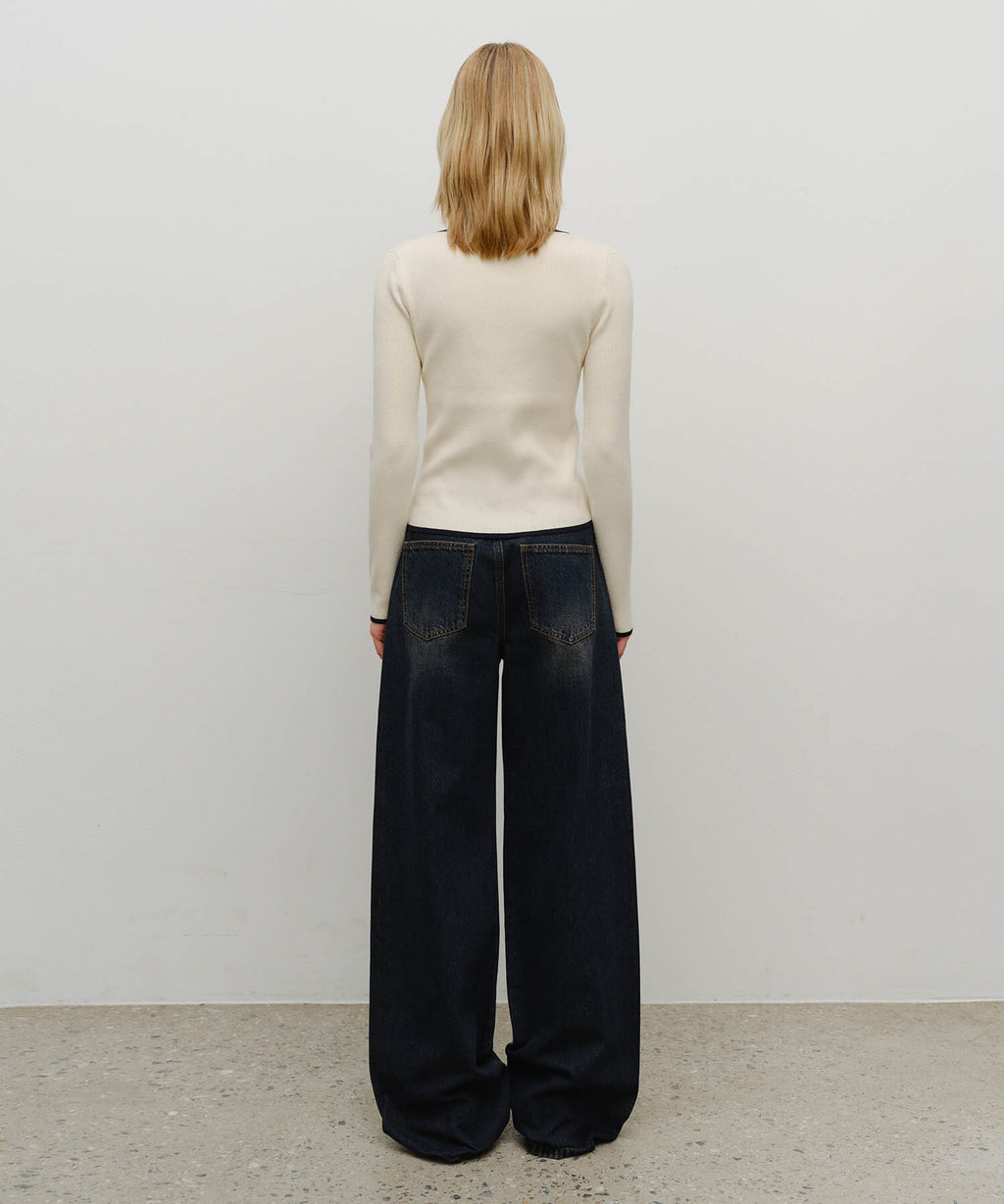 Marithe & Francois Girbaud - Vintage Washed Denim Pants (Dark Blue) product image 5 | TRAB K-Fashion Australia