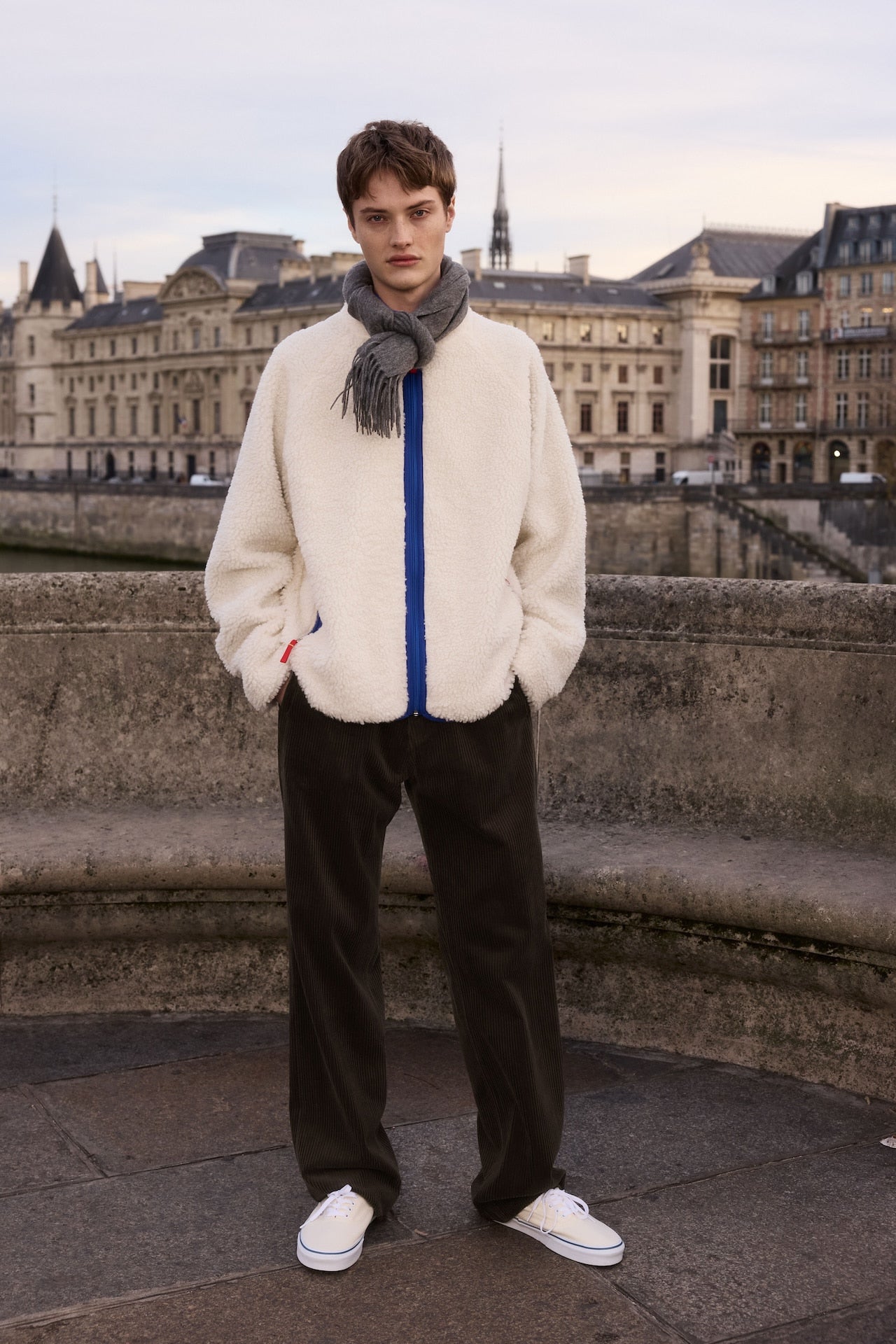 STU - Fleece Zip-Up Jacket In (Ivory) product image 2 | TRAB K-Fashion Australia