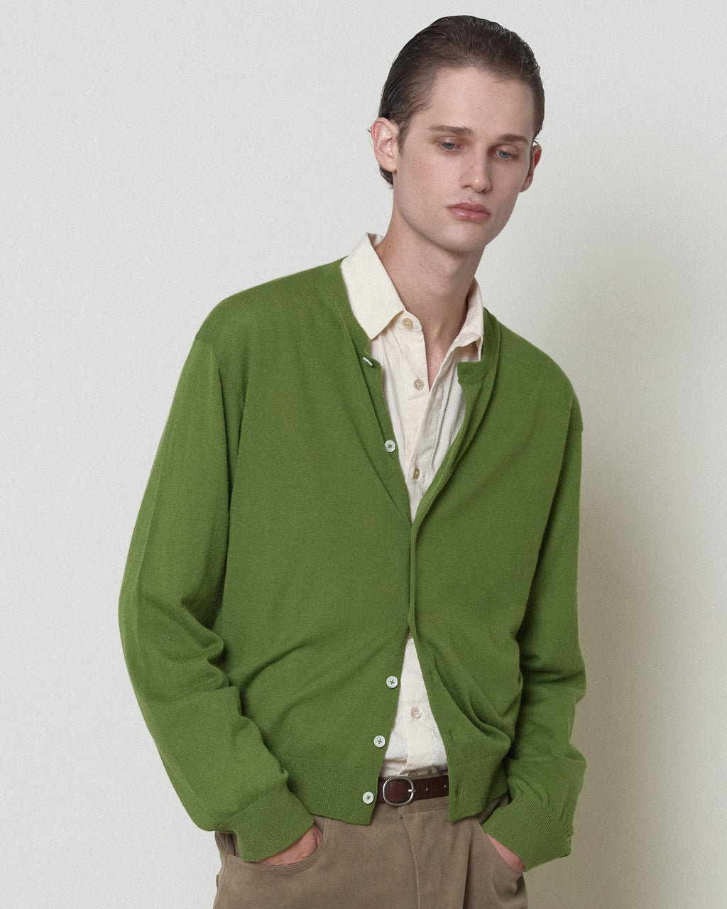 Brownyard - [Pre-Order – Ships October 14] Super Light Cashmere Round Cardigan (Green) product image 3 | TRAB K-Fashion Australia