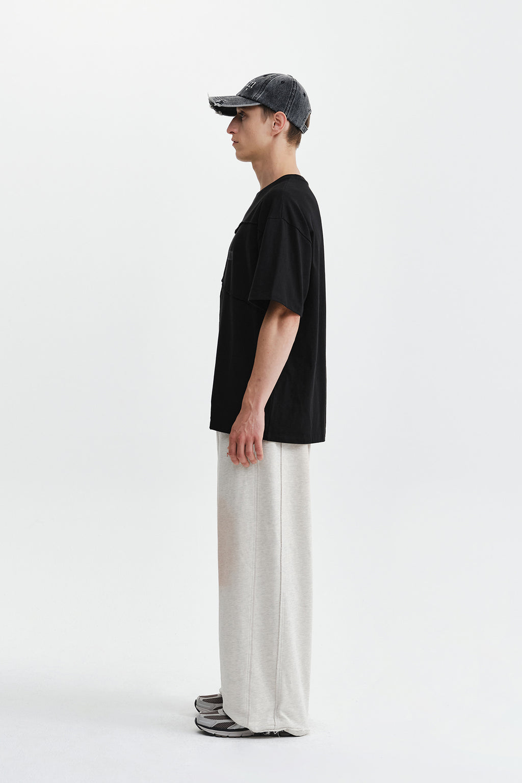 Matin Kim - Diagonal Cut Logo Top (Black) product image 7 | TRAB K-Fashion Australia